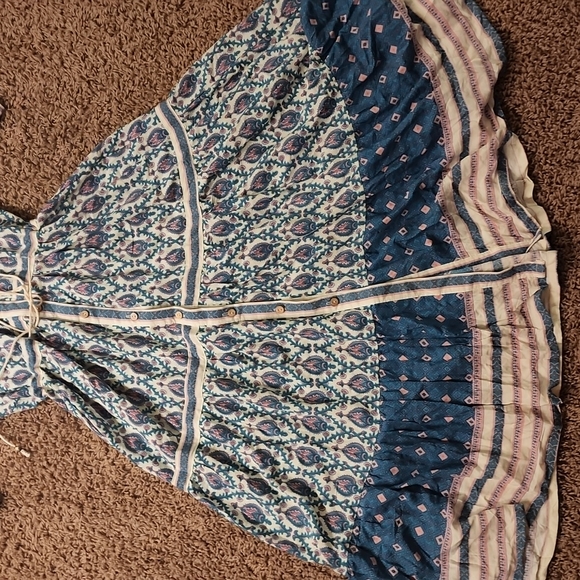 Boho Beach Hut midi dress bohemian flowy medium nwt teal and pink FP to Love - Picture 11 of 14